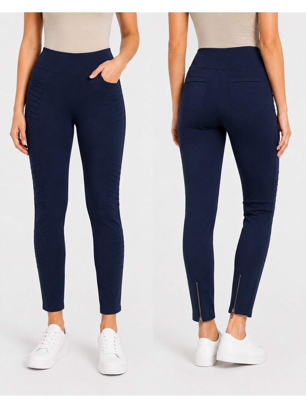 Athleta Delancey Moto Tight Leggings Women L Black High Rise Ankle Zip Pants